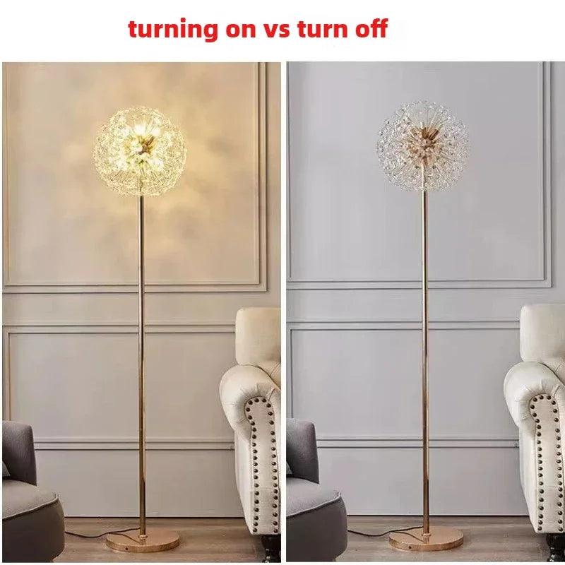 Stylish Nordic crystal floor lamp in a contemporary hallway