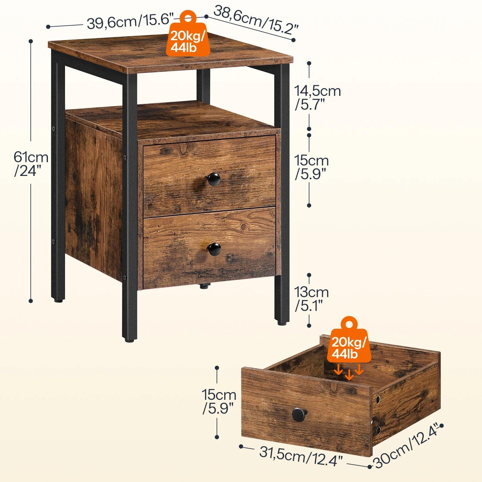 Versatile Side Table with Storage and Open Shelf – Rustic and Modern Design for Home Décor