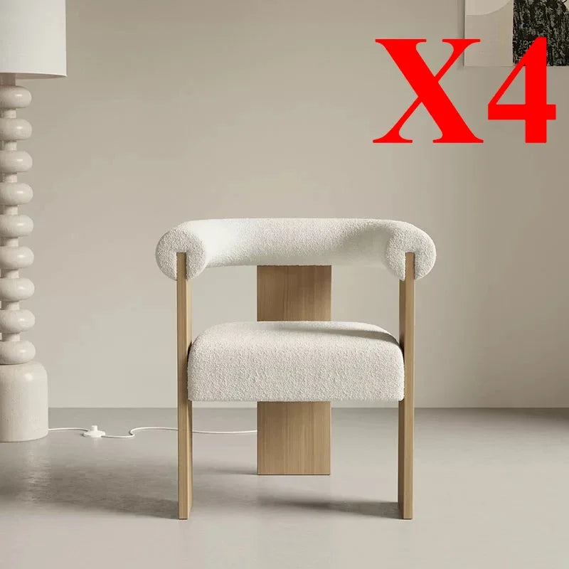 Timeless modern solid wood dining chair featuring the exquisite comfort of natural lambskin upholstery.