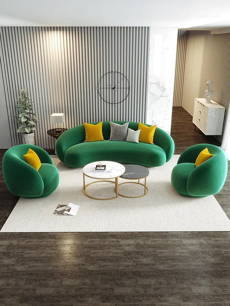 Curved modern sofa in cream fabric, perfect for rest areas