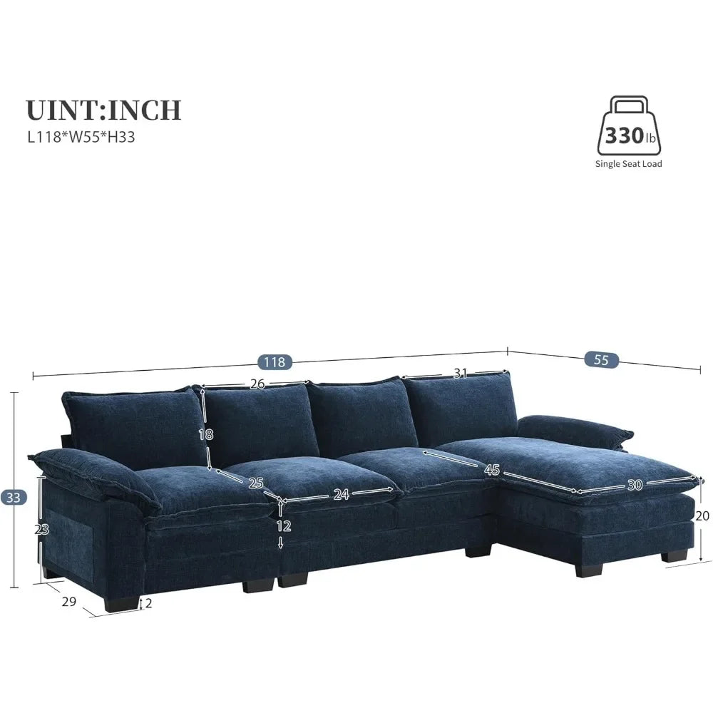 "L-shaped 5-seater sectional sofa with reversible chaise."