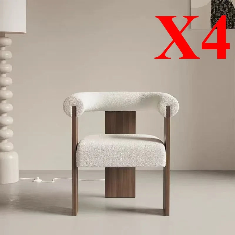 Luxury Lambskin Solid Wooden Dining Chair Modern Comfort for Homes