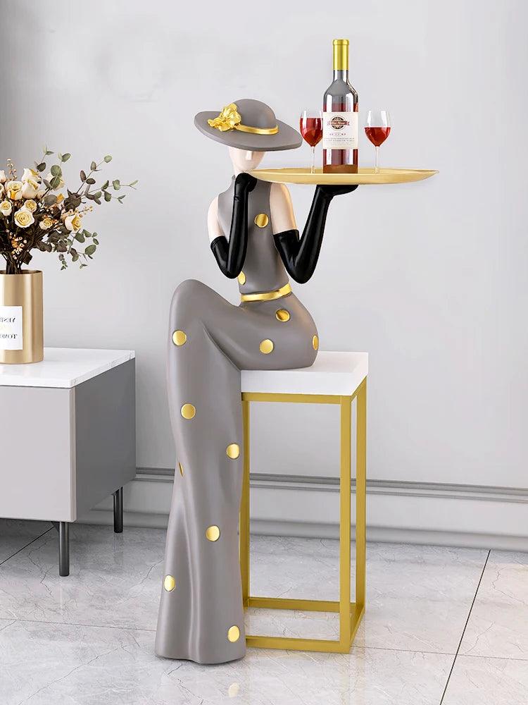 Nordic Style Art Figure Statue - Creative Floor Decoration with Side Table Function - In home decor