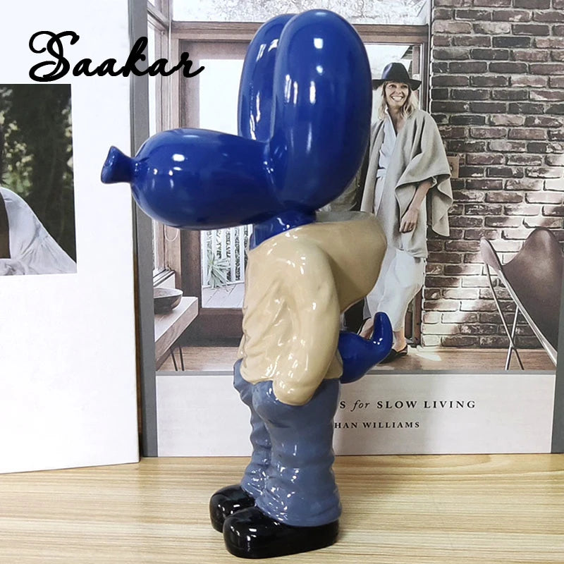 "Resin balloon dog figurine in street art style for modern interiors