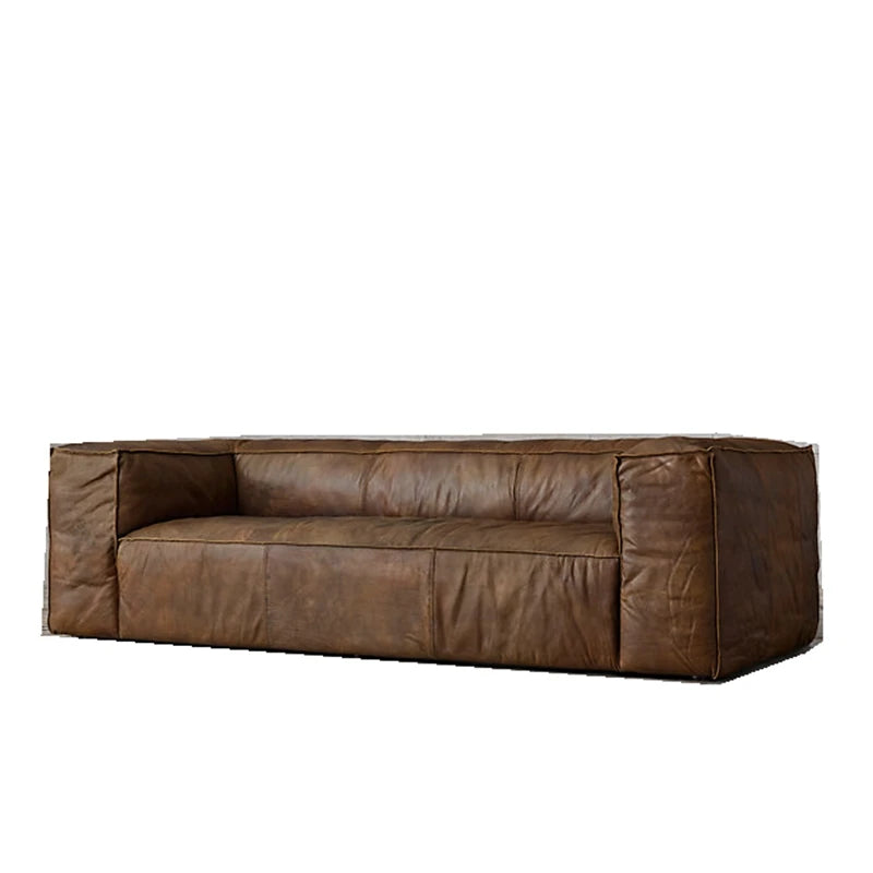 Brown leather sofa on a white background