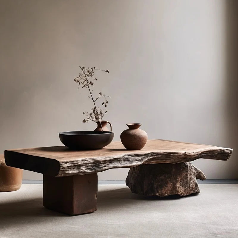 Wabi Stillwind Wood Coffee Table Solid Antique Modern Living Room Décor