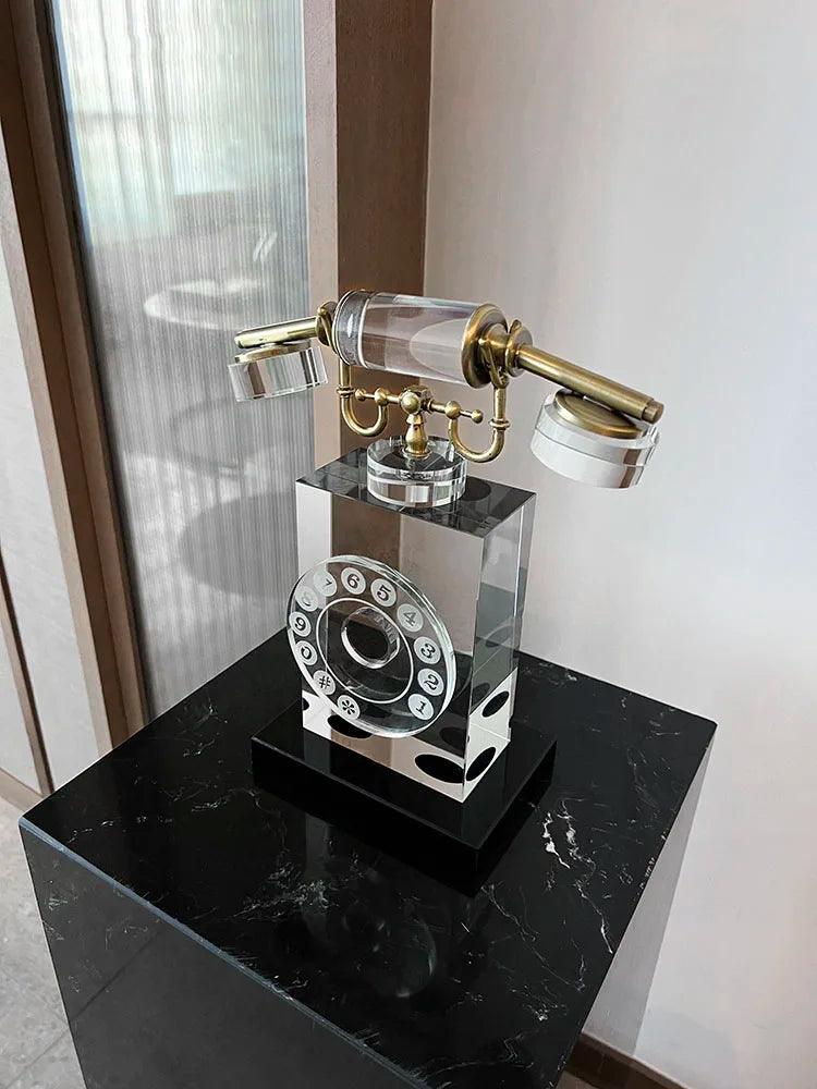 Decorative crystal retro phone sculpture living room
