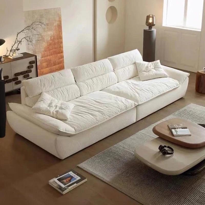 Oversized White Lazy Sofa – Modern Comfortable Loveseat for Living Room - In home decor