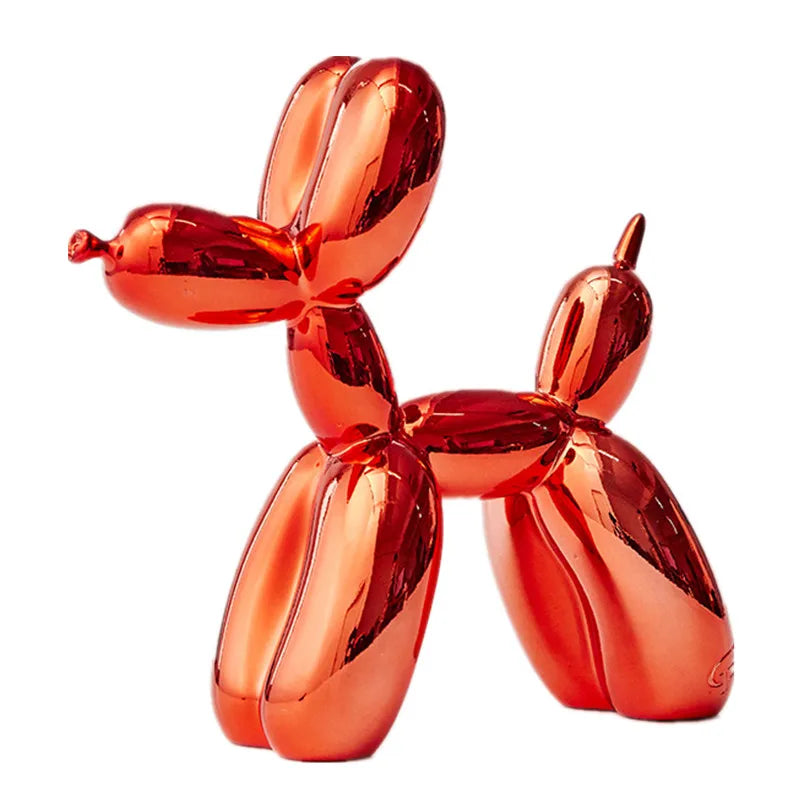 Different colored JONLALA balloon dog sculptures displayed together