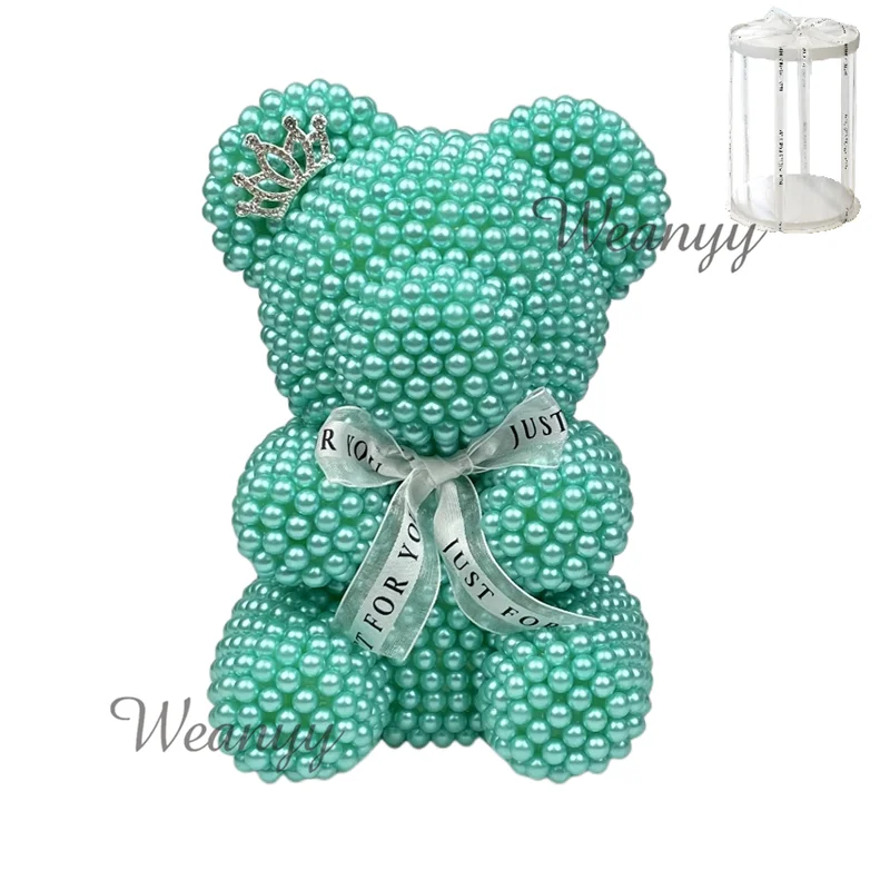 Weanyy Pearl Bear with Clear Box Gift for Valentine’s Day,Birthday,Anniversary & Bridal Showers Home/Party/Wedding Decorations
