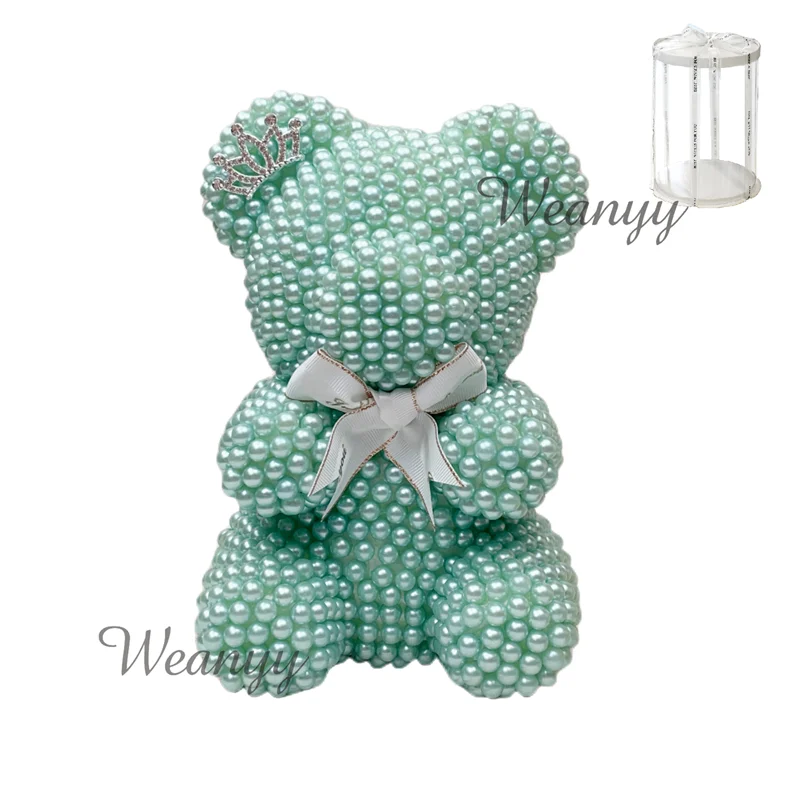 Weanyy Pearl Bear with Clear Box Gift for Valentine’s Day,Birthday,Anniversary & Bridal Showers Home/Party/Wedding Decorations