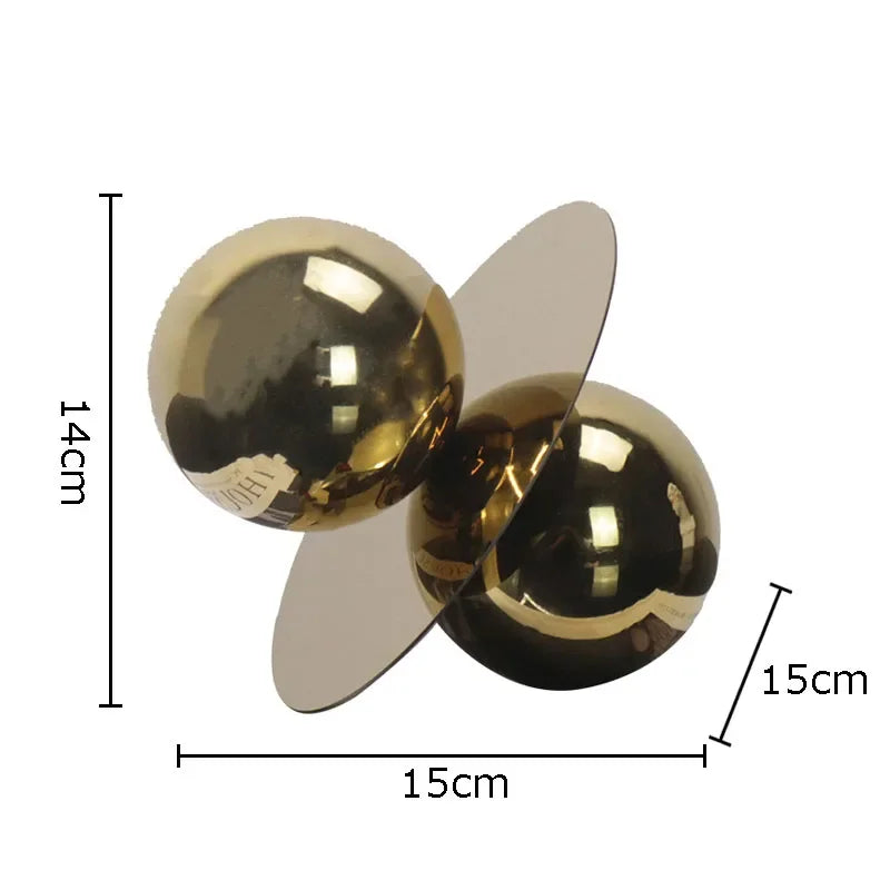 Gold three-blade propeller with dimensions labeled on a white background