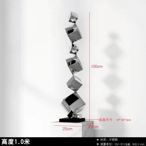 CX168CP Luxury Floor Sculpture Artwork Geometric Stainless Steel Sculptures & Figurines Northern Room Decoration Accessories - In home decor