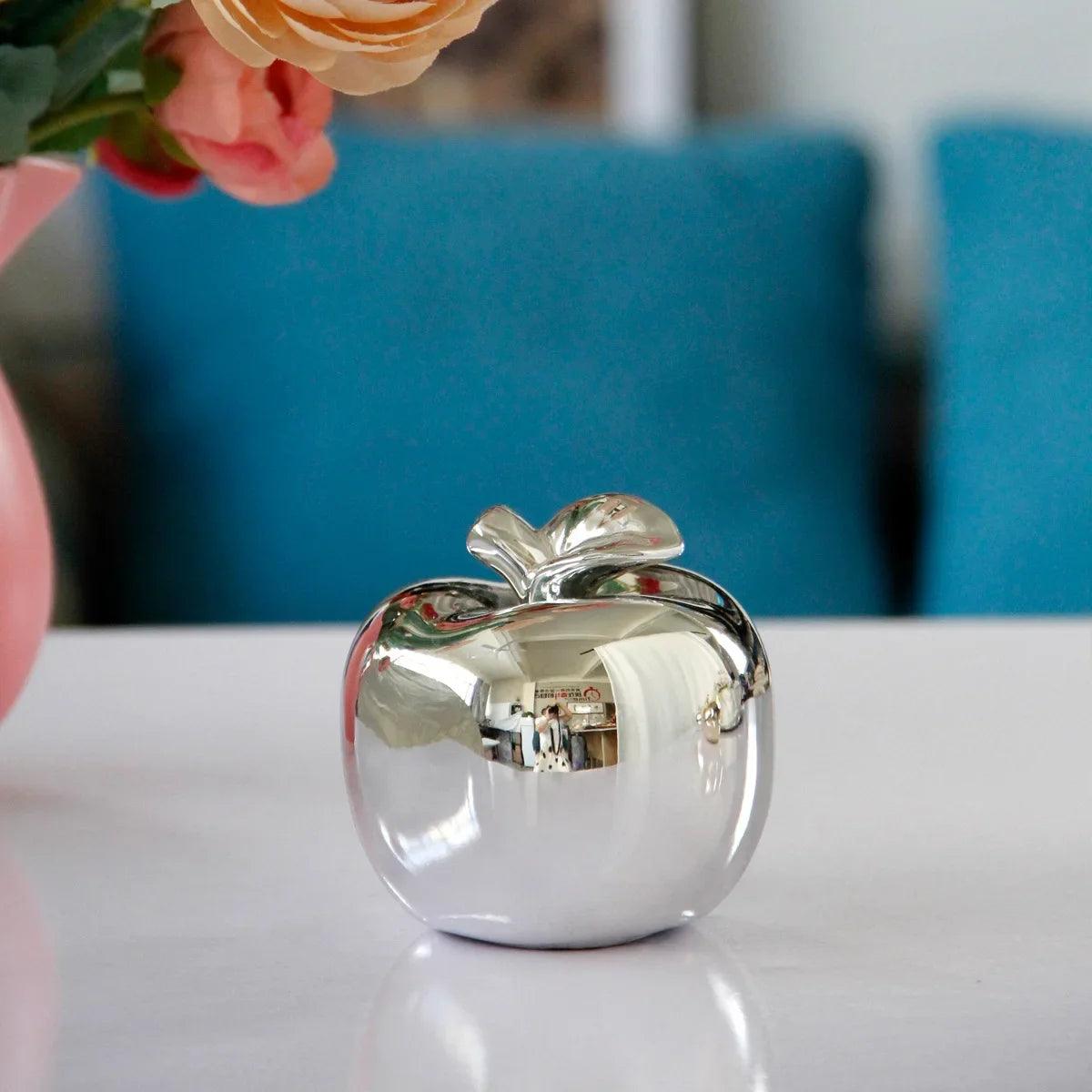 Nordic Creative Plated Gold Apple Ceramic Statue – Luxurious Tabletop Ornament - In home decor