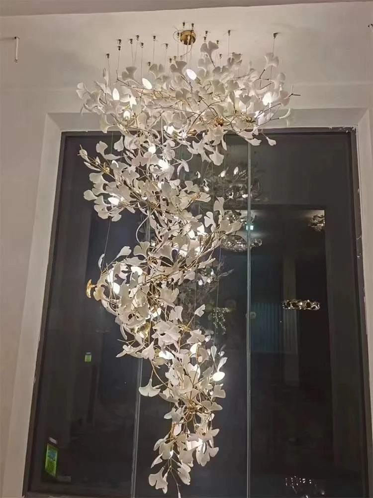 Nordic Ginkgo Branch Leaves Chandelier – Modern LED Flush Mount Ceiling Light - In home decor