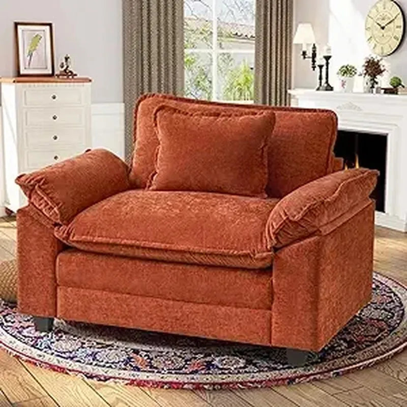Oversized Chenille Cloud Armchair – Extra Wide Accent Sofa Chair UK