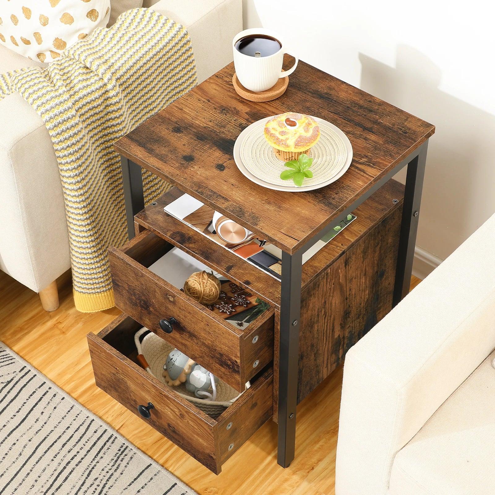 Stylish Nightstand with Drawers for Storage and Open Shelf – Perfect for Bedrooms and Living Rooms