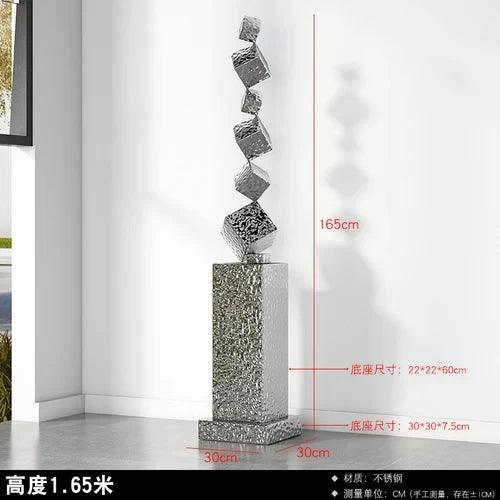 CX168CP Luxury Floor Sculpture Artwork Geometric Stainless Steel Sculptures & Figurines Northern Room Decoration Accessories - In home decor