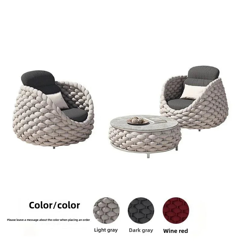 Assembled Outdoor Rattan Sofa Set, Ready for Balcony or Garden Use