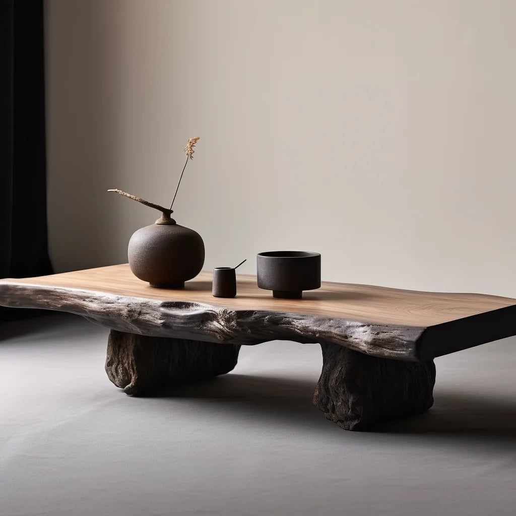 Wabi Stillwind Wood Coffee Table Solid Antique Modern Living Room Décor