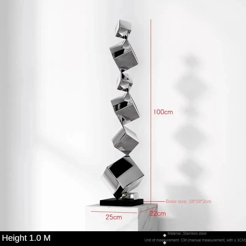 CX168CP Luxury Floor Sculpture Artwork Geometric Stainless Steel Sculptures & Figurines Northern Room Decoration Accessories - In home decor