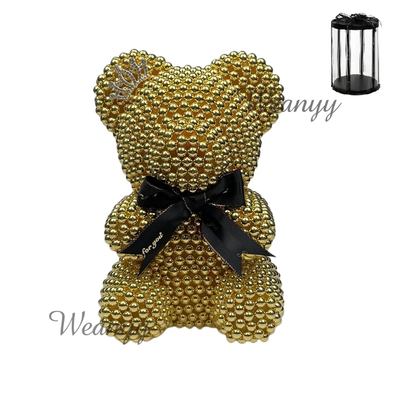 Weanyy Pearl Bear with Clear Box Gift for Valentine’s Day,Birthday,Anniversary & Bridal Showers Home/Party/Wedding Decorations