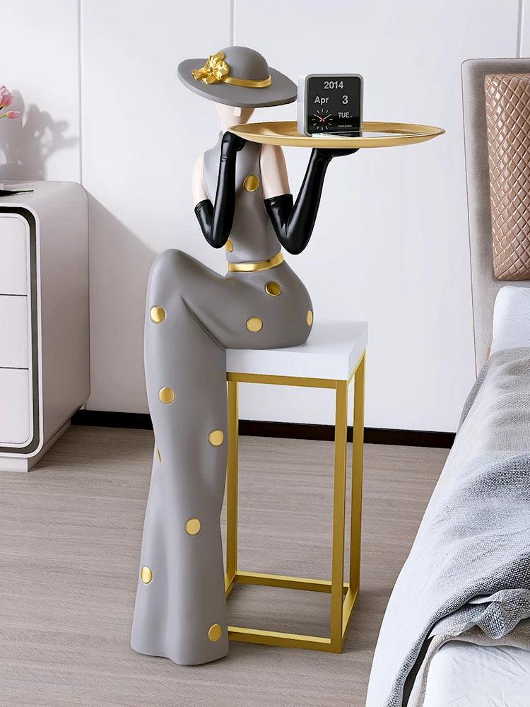 Nordic Style Art Figure Statue - Creative Floor Decoration with Side Table Function - In home decor