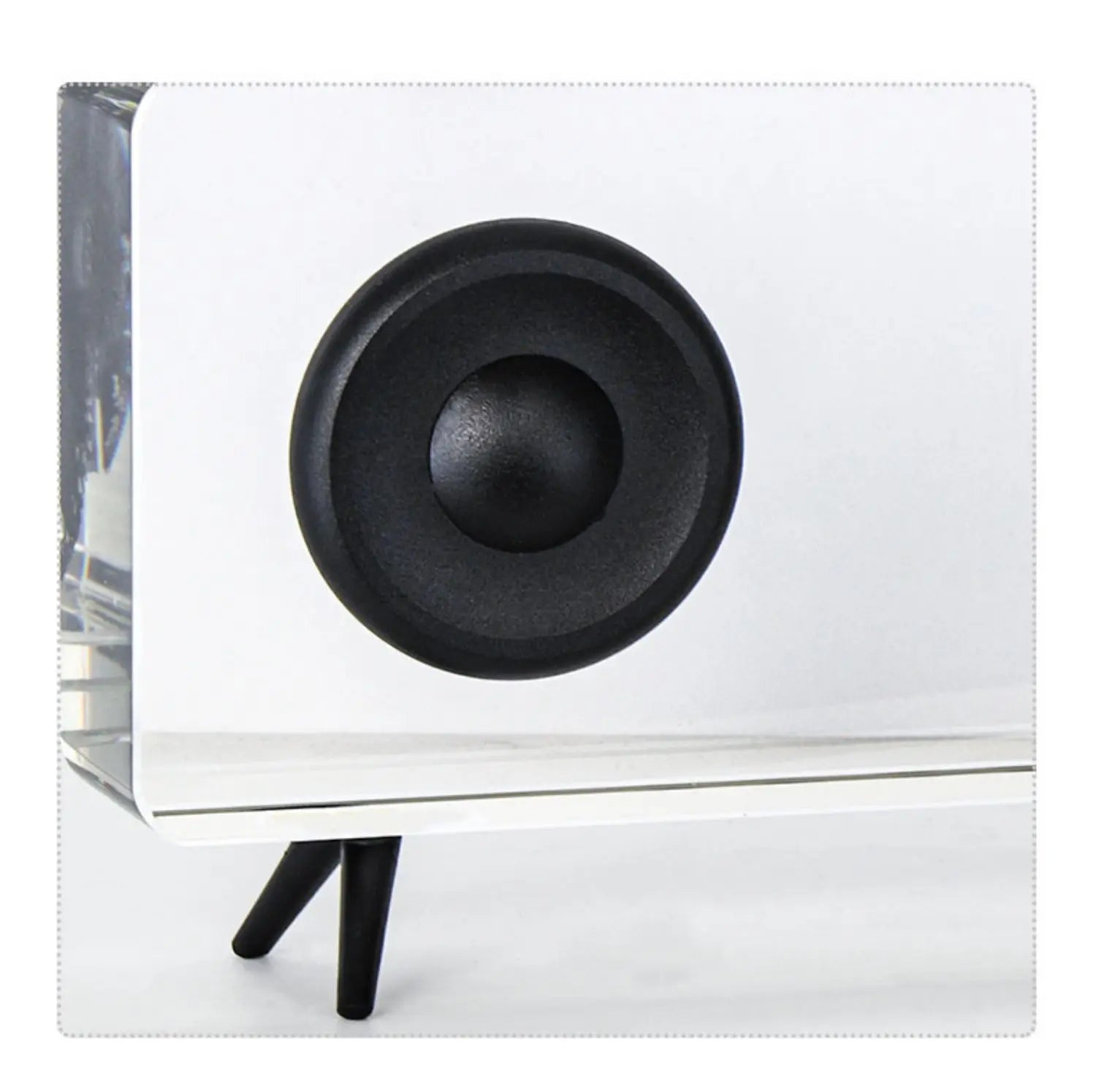 Decorative crystal and metal recorder for home or office.