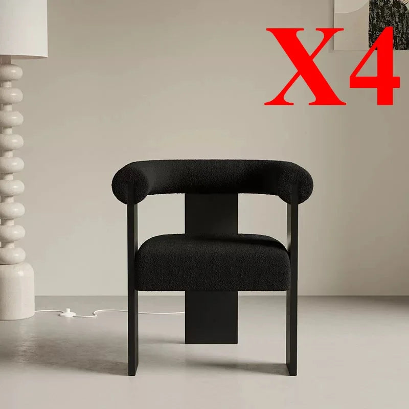 High-quality solid wood dining chair upholstered in genuine lambskin, highlighting superior craftsmanship.