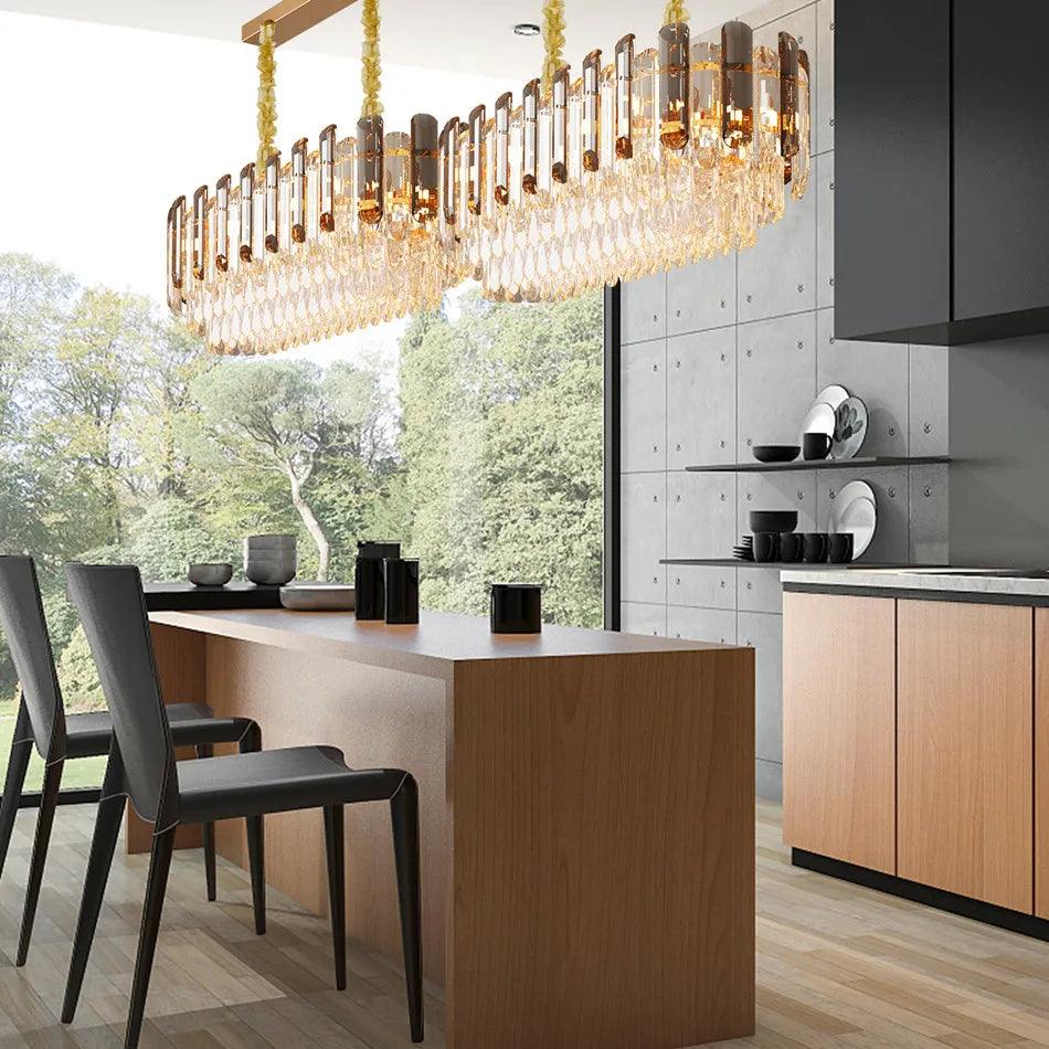 Adjustable cord length on high-end crystal chandelier pendant