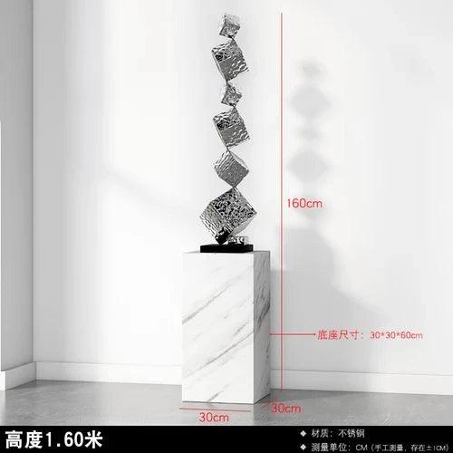 CX168CP Luxury Floor Sculpture Artwork Geometric Stainless Steel Sculptures & Figurines Northern Room Decoration Accessories - In home decor