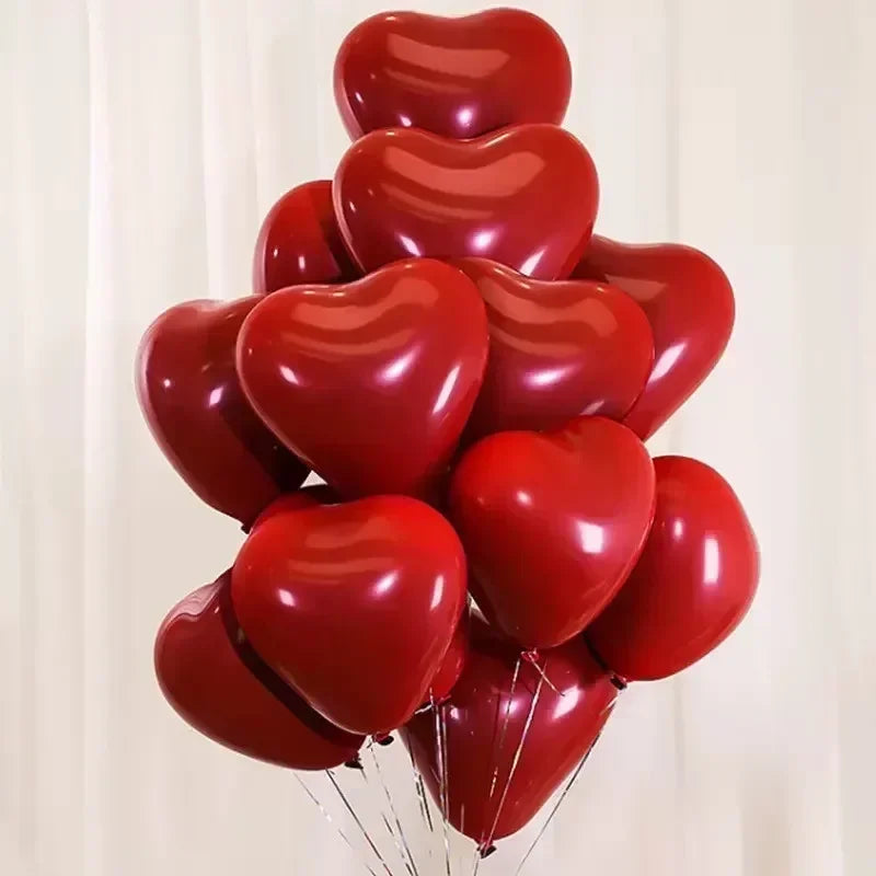 Red round latex balloons for party decorations.