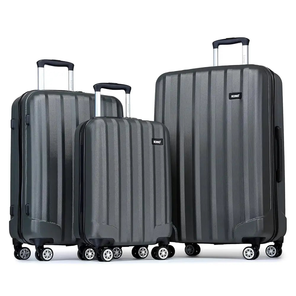 Set of three KONO luggage bags in elegant stripe design