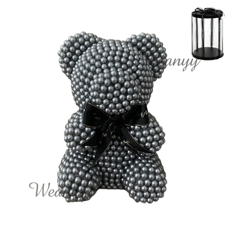 Weanyy Pearl Bear with Clear Box Gift for Valentine’s Day,Birthday,Anniversary & Bridal Showers Home/Party/Wedding Decorations