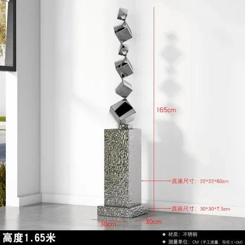 CX168CP Luxury Floor Sculpture Artwork Geometric Stainless Steel Sculptures & Figurines Northern Room Decoration Accessories - In home decor