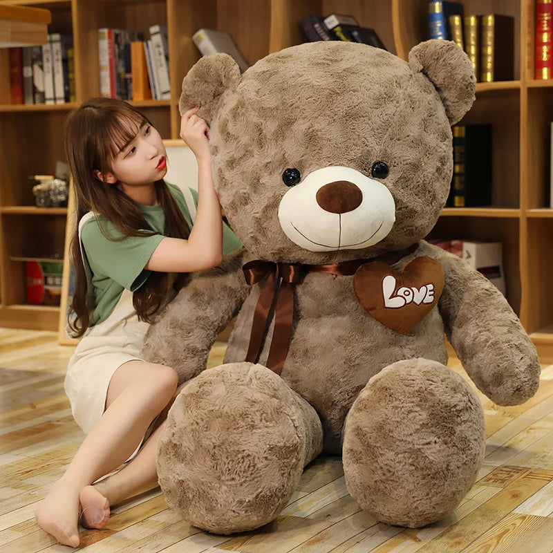 Giant plush teddy bear, perfect for cuddling.