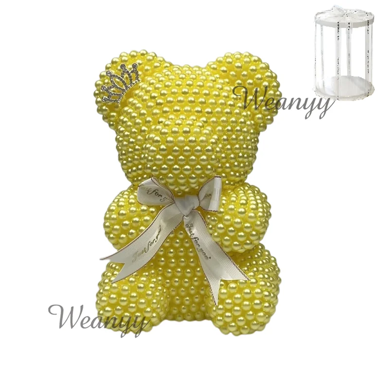 Weanyy Pearl Bear with Clear Box Gift for Valentine’s Day,Birthday,Anniversary & Bridal Showers Home/Party/Wedding Decorations