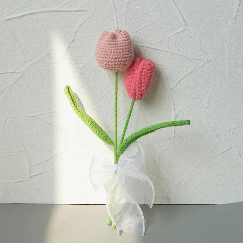 Crochet tulip and rose bouquet, birthday gift for mom.