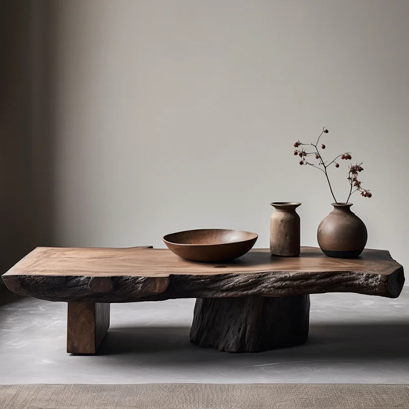 Wabi Stillwind Wood Coffee Table Solid Antique Modern Living Room Décor
