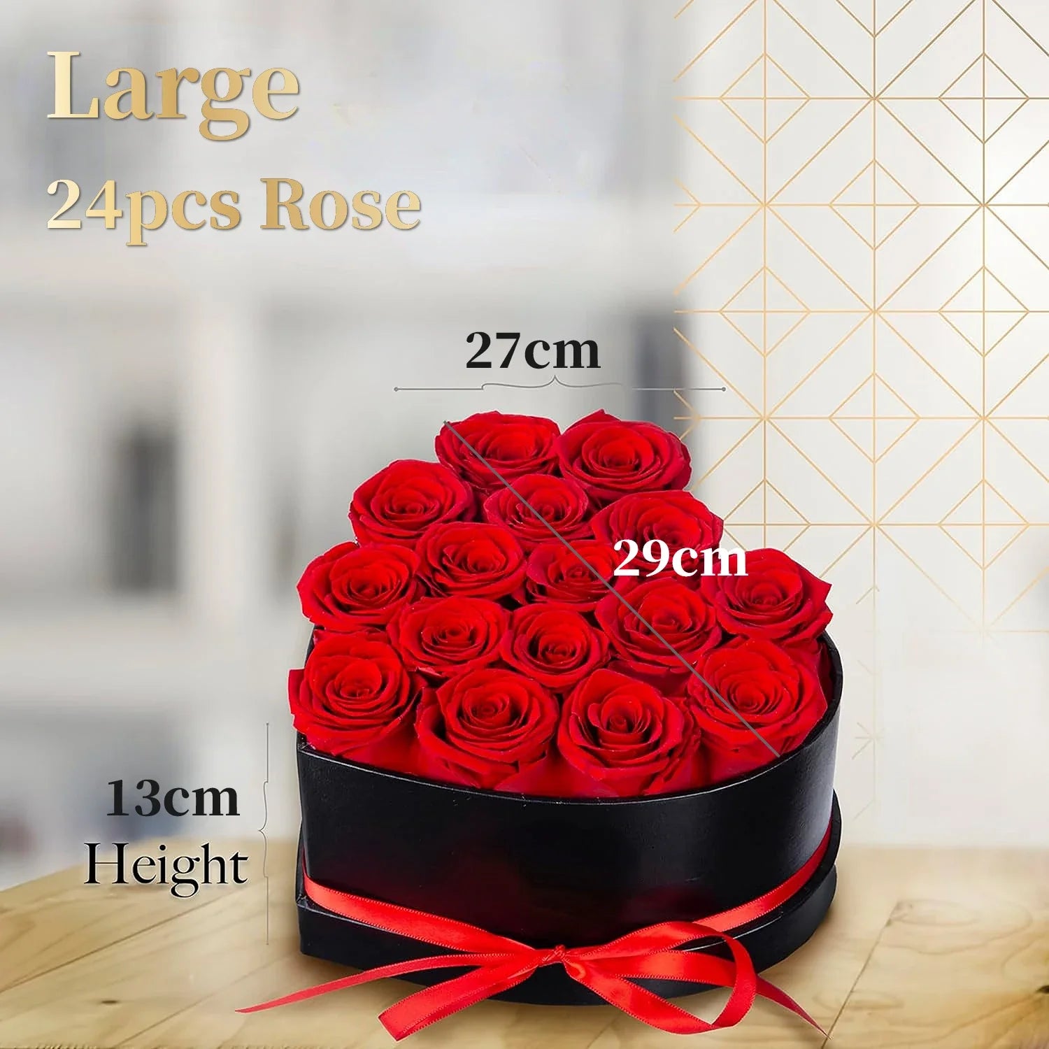 24/18Pcs Heart Shape Rose Gift Box Artificial Eternal Rose Bouquet Forever Red Rose Mother&
