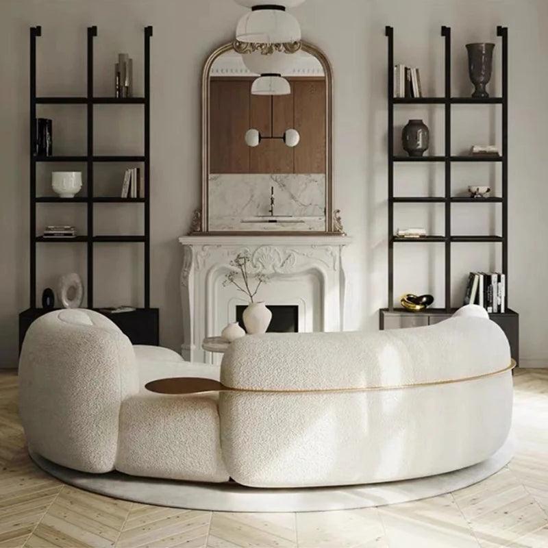 Nordic curved couch in luxurious velvet upholstery