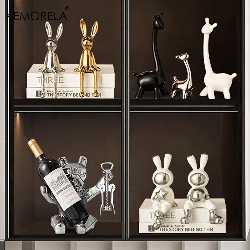 Ceramic Giraffe Statue Ornaments Giraffe Figurines Sculptures Bookshelf Table Ornament For Living Room Bedroom NightStand Decors - In home decor