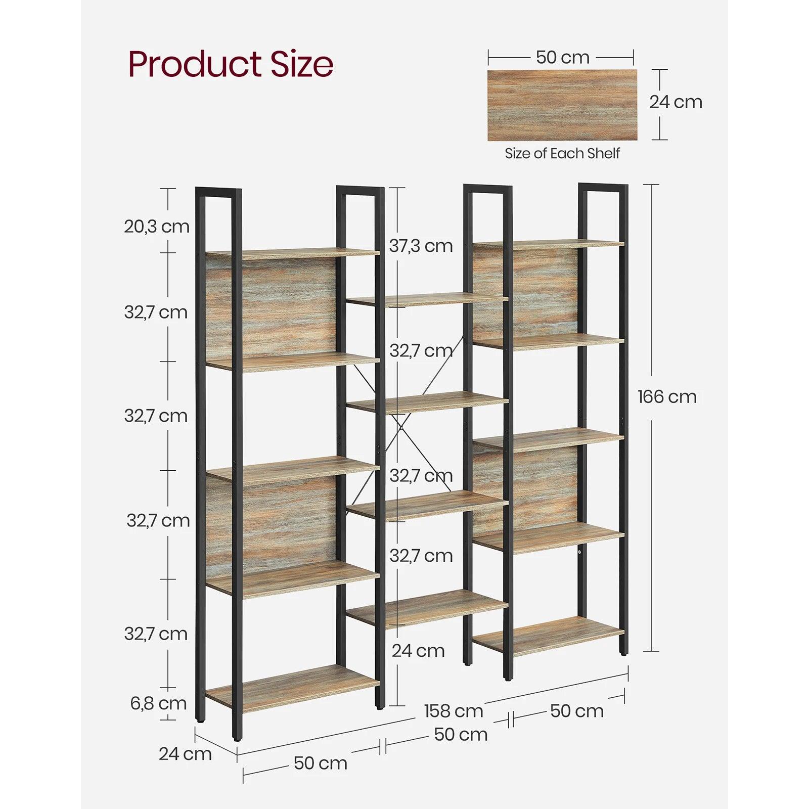Durable particleboard and steel bookcase with high weight capacity