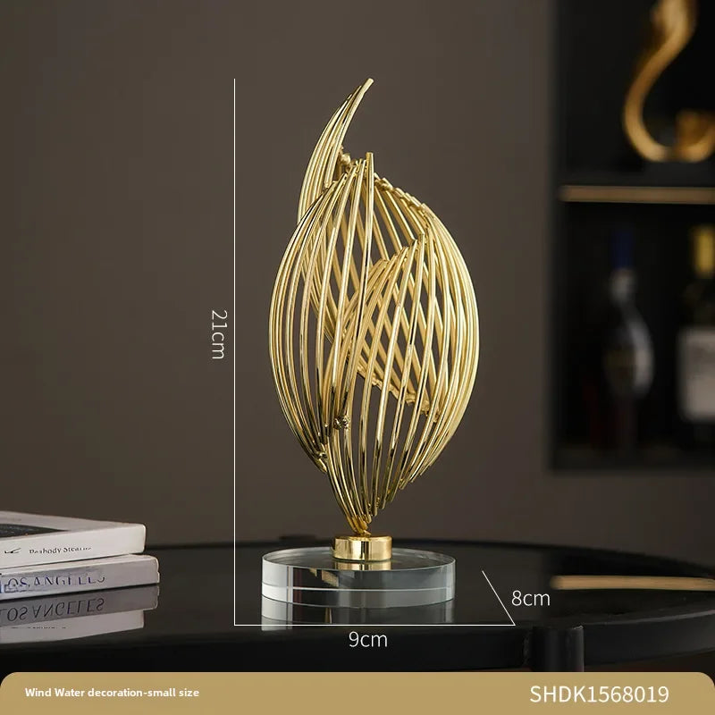 "Gold wine cabinet ornament complementing a minimalist interior"