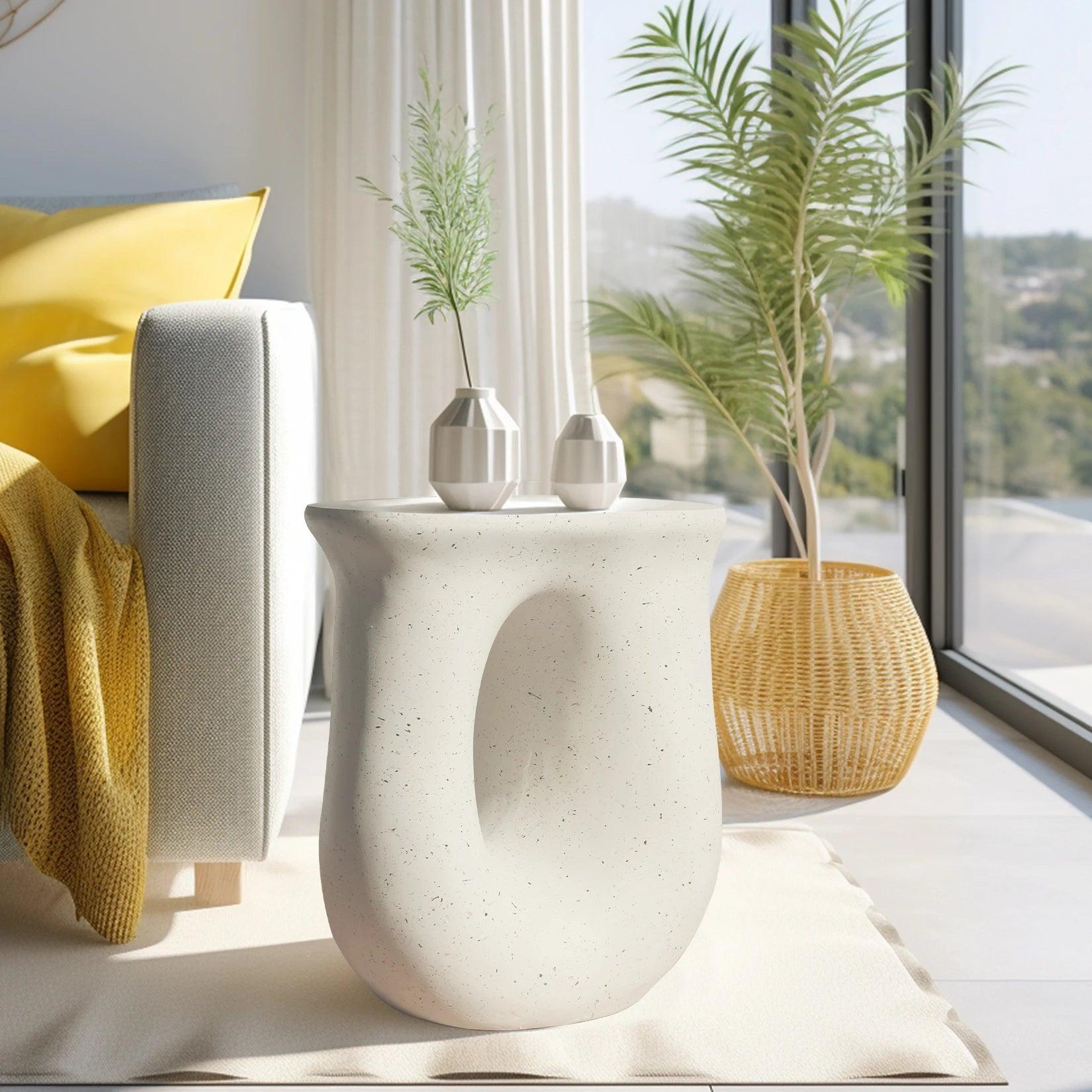 Stylish U-shaped concrete table for garden, patio, or living room decor