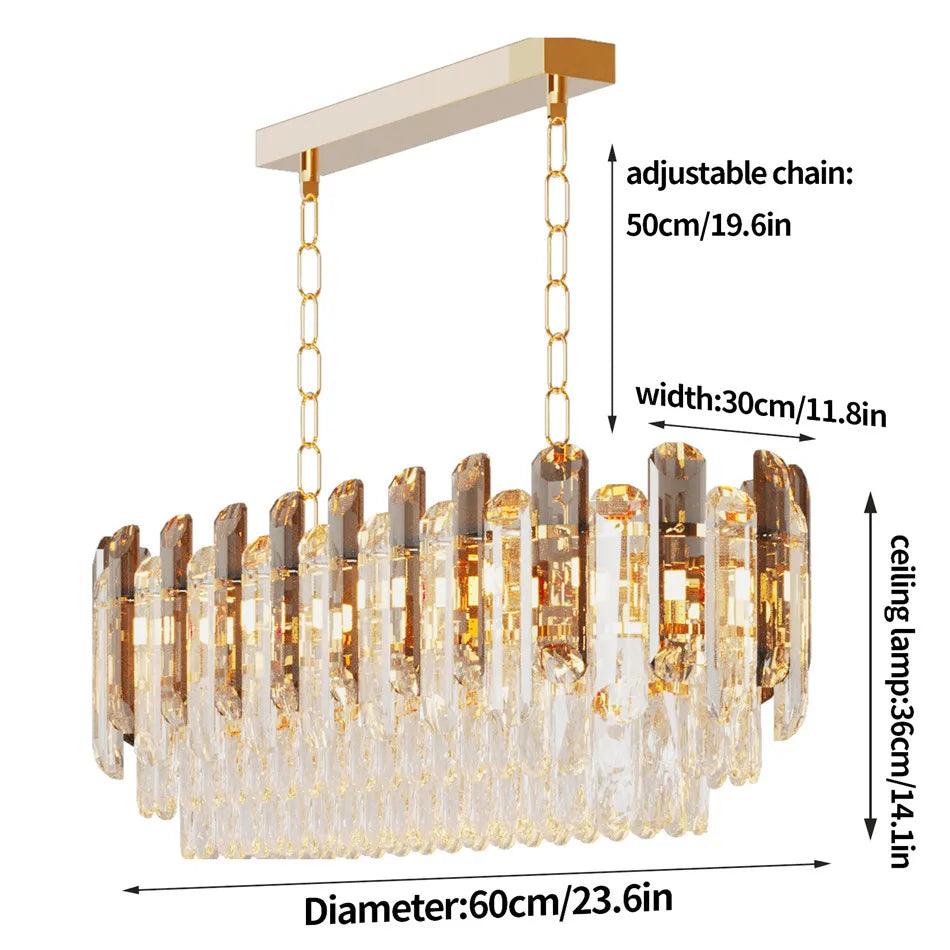 Modern crystal chandelier illuminating a hotel lobby, with adjustable light colors for warm or cool atmospheres.