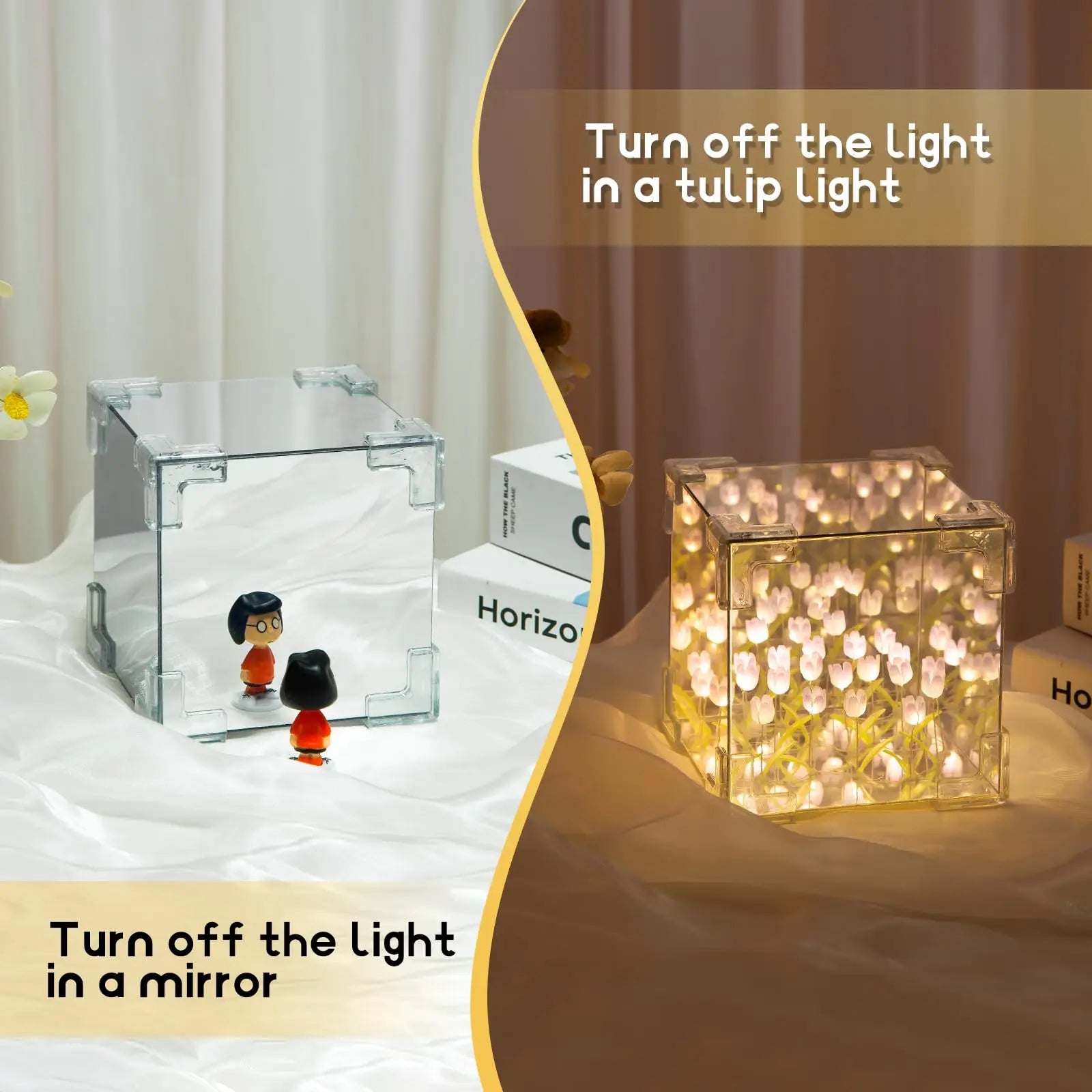 DIY Tulip Night Light mirror off close up