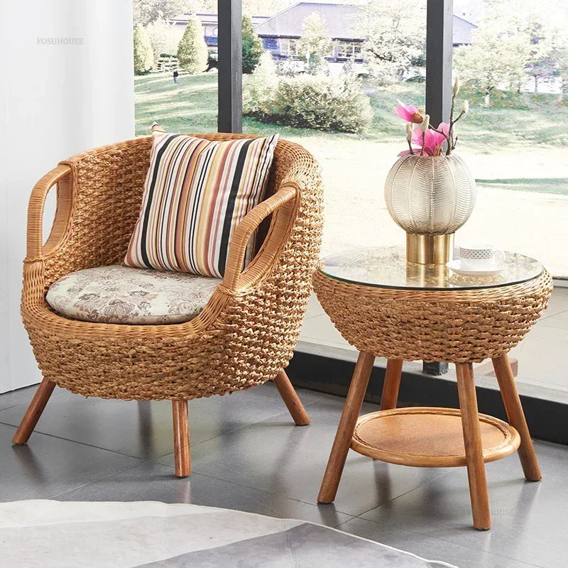 Natural rattan garden furniture set