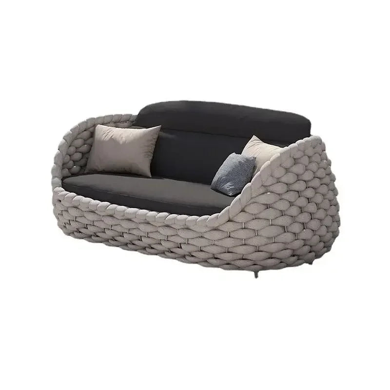 Plush Beige Cushions on Weather-Resistant Rattan Outdoor Seating