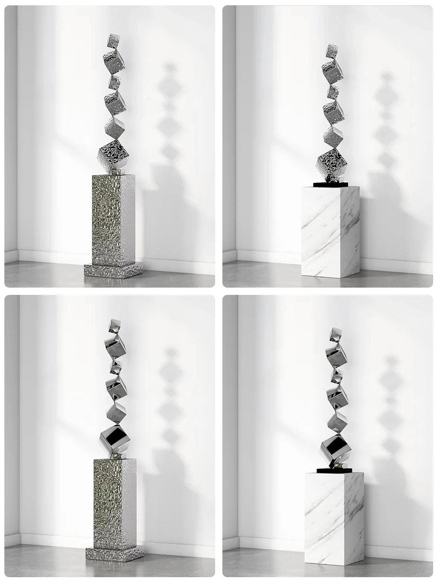 CX168CP Luxury Floor Sculpture Artwork Geometric Stainless Steel Sculptures & Figurines Northern Room Decoration Accessories - In home decor
